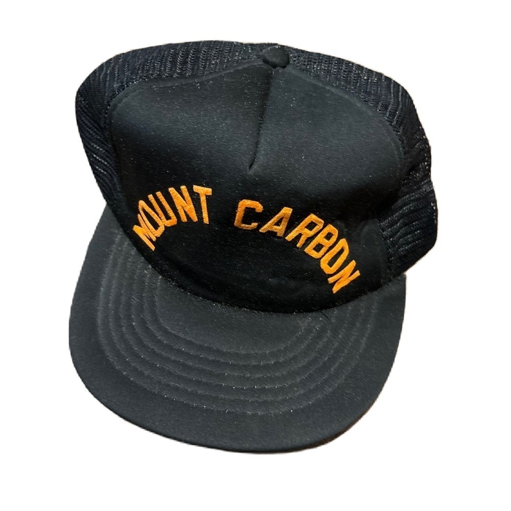 Vintage Mount Carbon Snapback Trucker Hat Black Pennsylvania Yellow Orange